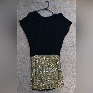Black and Gold Sequin Dress